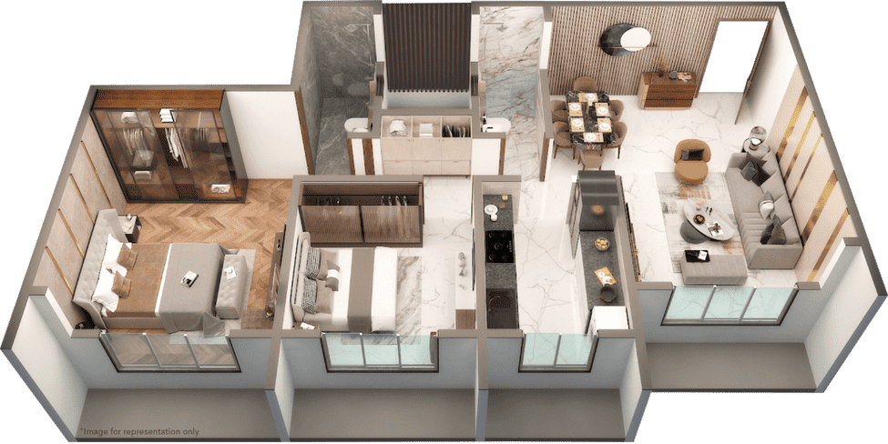 2 BHK Isometric Views